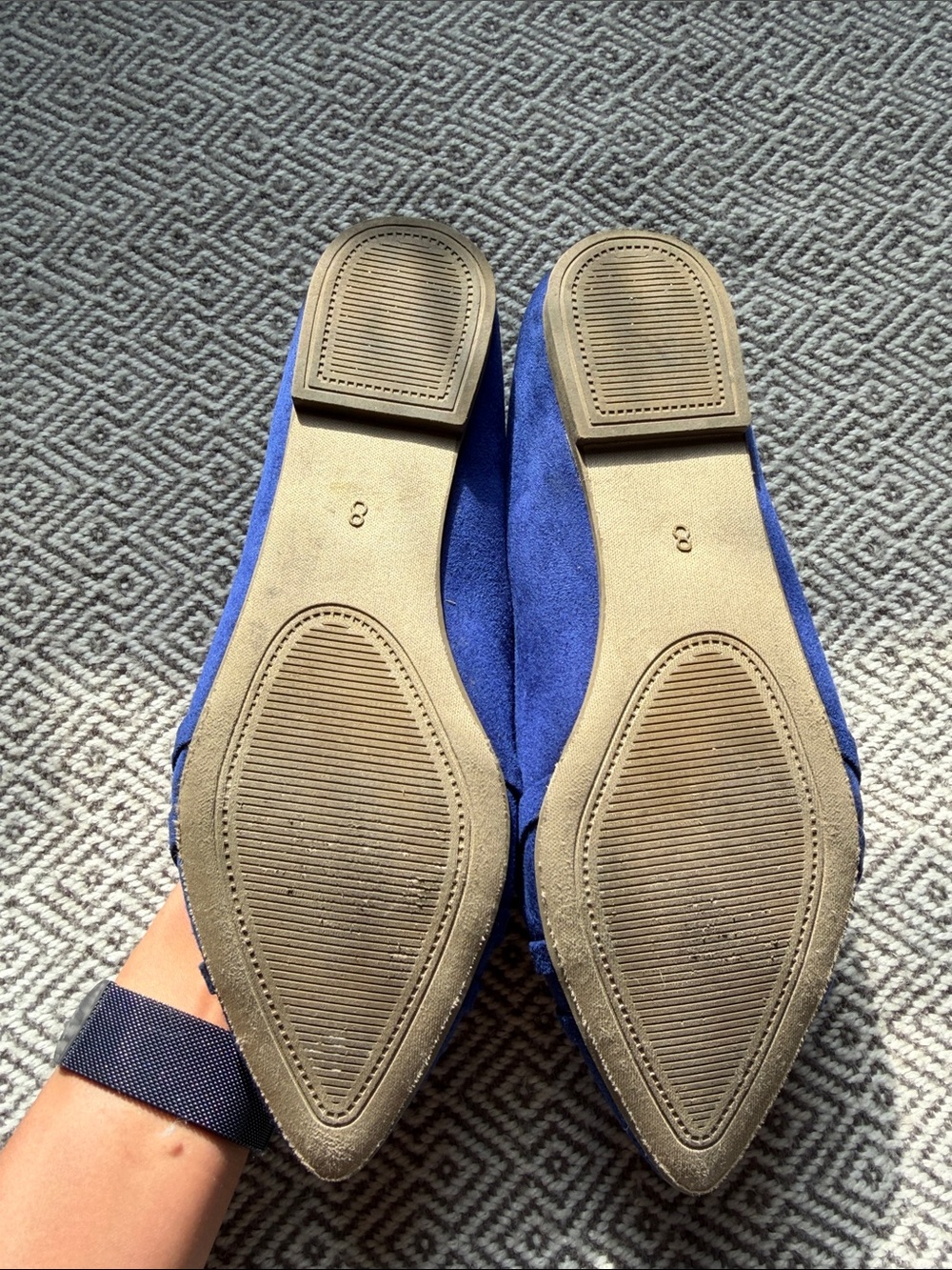 Serra Women's Royal Blue Pointed Toe Flats with Folded Detail - Picture 8 of 10